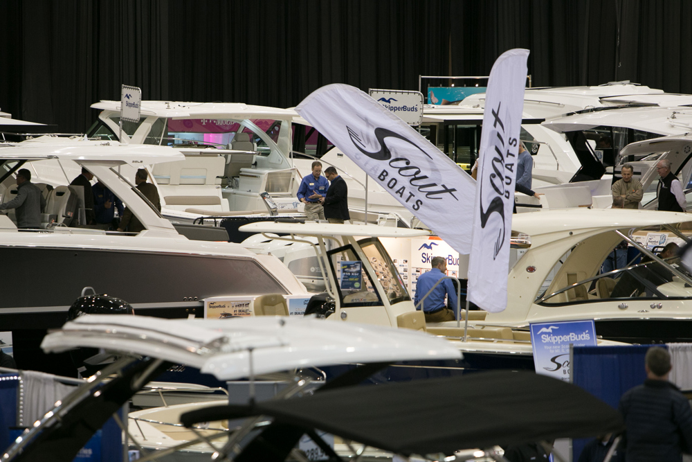 Attendees check out the more than 400 boats at the annual Progressive Cleveland Boat Show. (Dave Petkiewicz, cleveland.com)